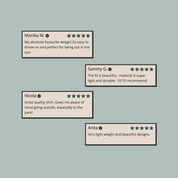 Five product reviews displayed on a light gray background